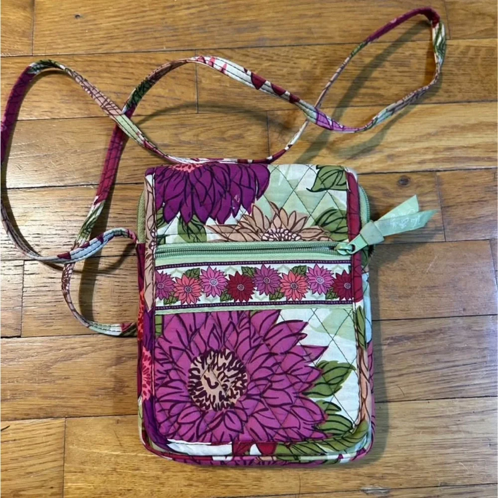 Vera Bradley Pink and Green Floral Shoulder Bag - Picture 1 of 4